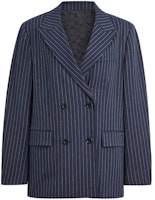 (Women) COACH SS24 Striped Double-Breasted Blazer Navy Blue. CN472-NVWT (Women) COACH SS24 Striped Double-Breasted Blazer Navy Blue. CN472-NVWT