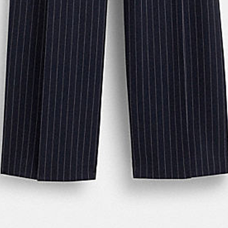 Details for (W) コーチ SS24 ストライプ プリーツ ワイドレッグパンツ ネイビーブルー CN484-NVWT