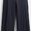 Sizing (W) コーチ SS24 ストライプ プリーツ ワイドレッグパンツ ネイビーブルー CN484-NVWT