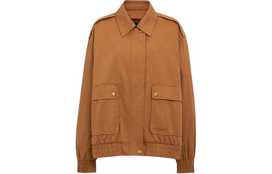 Order (Women) Coach SS24 Beige Embroidered Logo Zip-Up Jacket CO845-LRC