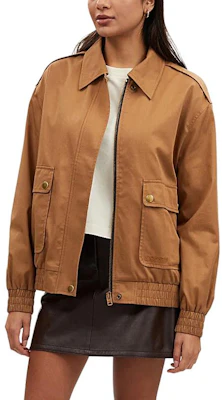 (Women) Coach SS24 Beige Embroidered Logo Zip-Up Jacket CO845-LRC Lookbook (Women) Coach SS24 Beige Embroidered Logo Zip-Up Jacket CO845-LRC