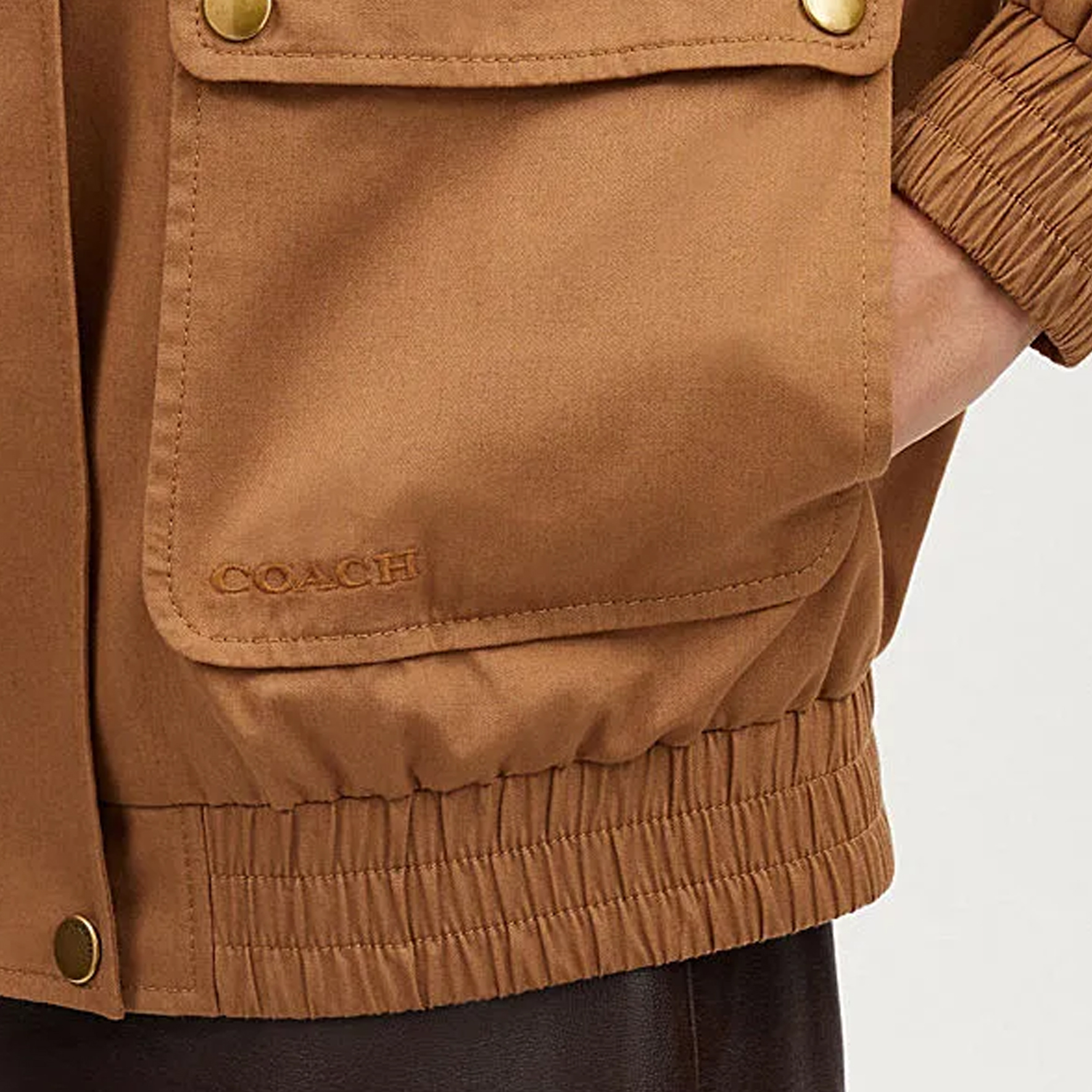 Details for (Women) Coach SS24 Beige Embroidered Logo Zip-Up Jacket CO845-LRC