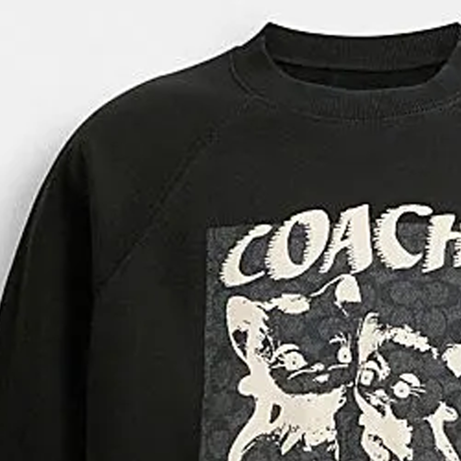 Shop (W) Coach SS24 黑色貓咪字母圖案圓領衛衣 CQ739-BLC