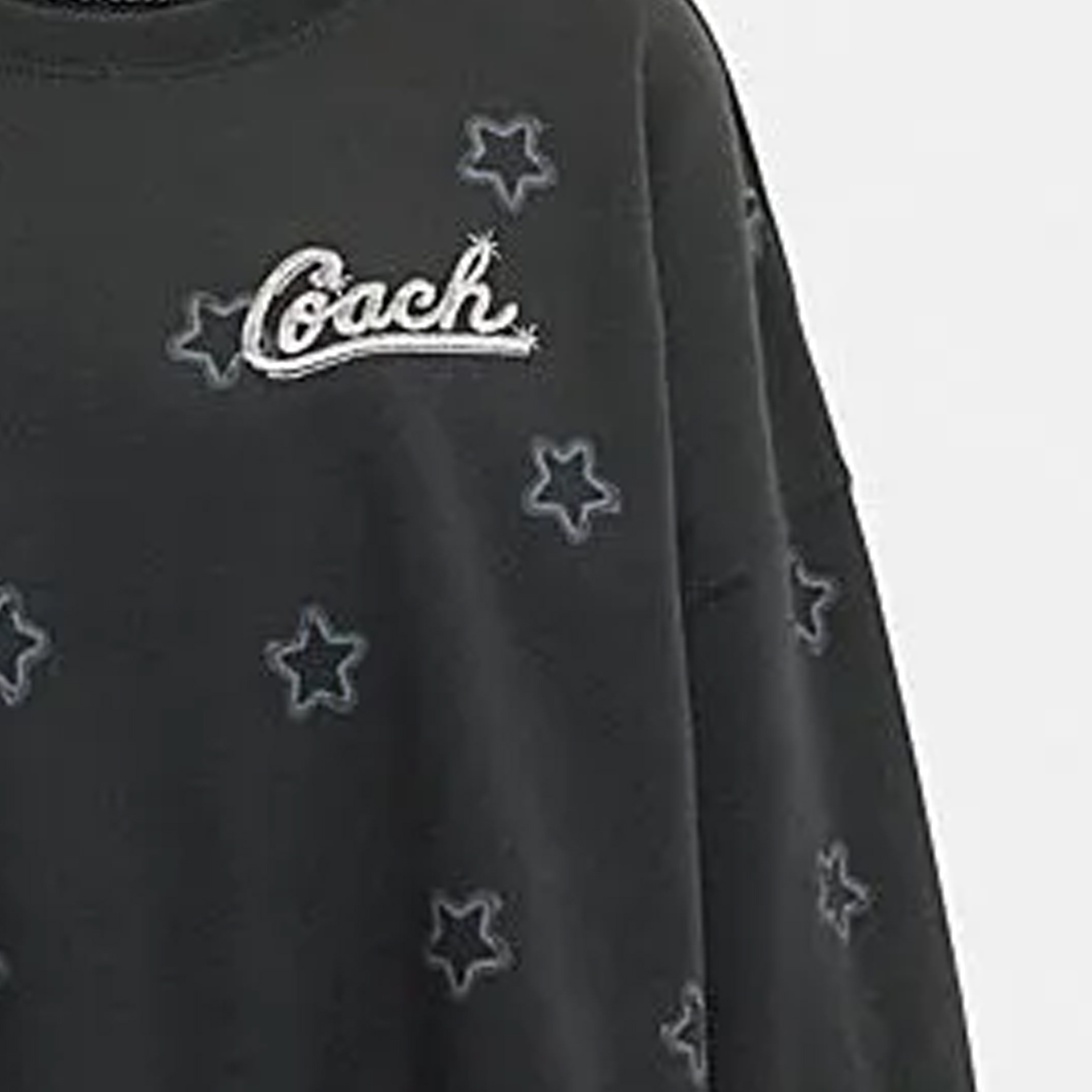 Shop (W) Coach SS24 黑色短版星星標誌圓領長袖上衣 CP215-BLK