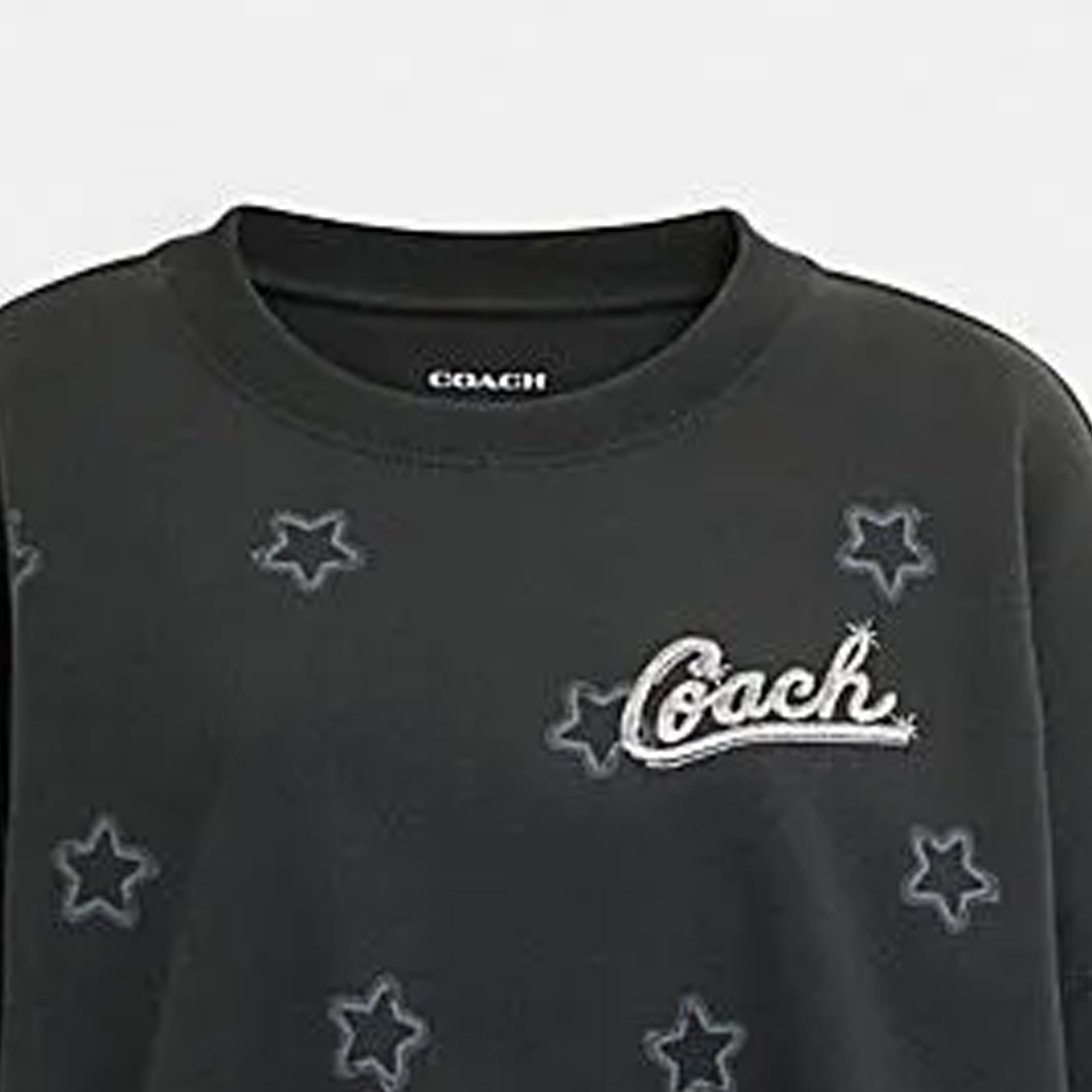 Purchase (W) Coach SS24 黑色短版星星標誌圓領長袖上衣 CP215-BLK