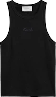 (Women) Coach SS24 Black Ribbed Knit Tank Top with Simple Letter Design CS609-BLK (Women) Coach SS24 Black Ribbed Knit Tank Top with Simple Letter Design CS609-BLK