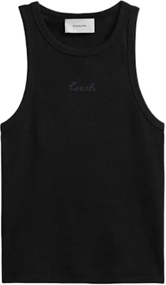 (W) Coach SS24 Tank Top Hitam Ribbed Knit dengan Desain Huruf Simple. CS609-BLK Buy (W) Coach SS24 Tank Top Hitam Ribbed Knit dengan Desain Huruf Simple. CS609-BLK