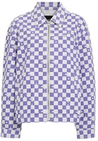 (Women) COACH SS24 Checkered Zip-Up Collared Jacket Purple. CQ774-OO9 (Women) COACH SS24 Checkered Zip-Up Collared Jacket Purple. CQ774-OO9