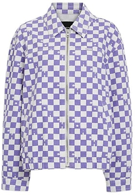 (W) コーチ SS24 チェッカージップアップカラー ジャケット パープル. CQ774-OO9 Order (W) コーチ SS24 チェッカージップアップカラー ジャケット パープル. CQ774-OO9