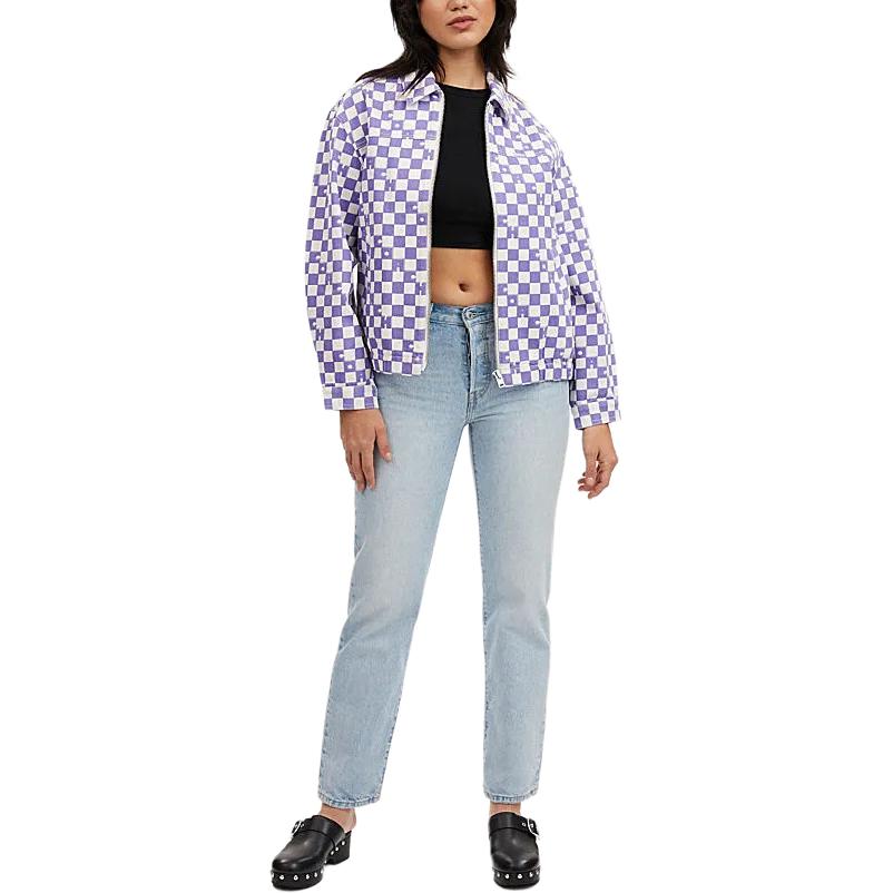 Lookbook (W) コーチ SS24 チェッカージップアップカラー ジャケット パープル. CQ774-OO9