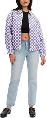 (W) コーチ SS24 チェッカージップアップカラー ジャケット パープル. CQ774-OO9 Lookbook (W) コーチ SS24 チェッカージップアップカラー ジャケット パープル. CQ774-OO9