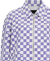 Details for (Women) COACH SS24 Checkered Zip-Up Collared Jacket Purple. CQ774-OO9