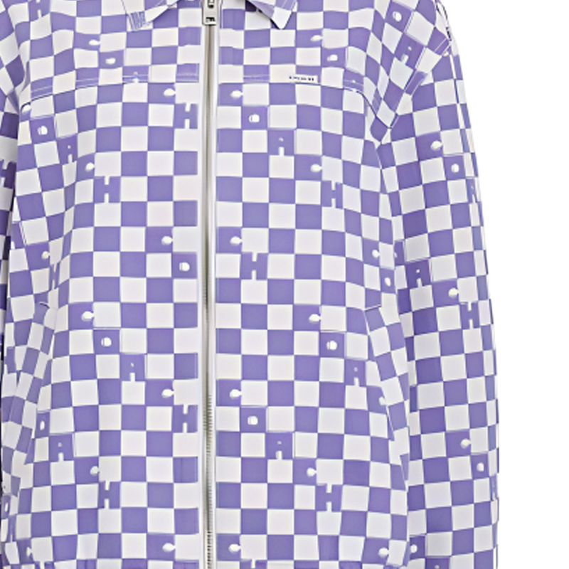 Sizing (W) コーチ SS24 チェッカージップアップカラー ジャケット パープル. CQ774-OO9