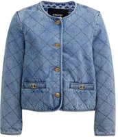 (Women) COACH SS24 Diamond Quilted Denim Jacket for Women - Blue CS014-BLU (Women) COACH SS24 Diamond Quilted Denim Jacket for Women - Blue CS014-BLU