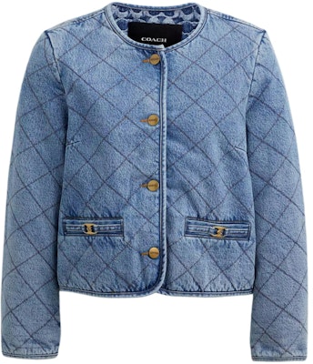 (W) コーチ SS24 レディース ダイヤモンドキルト デニムジャケット - ブルー CS014-BLU Buy (W) コーチ SS24 レディース ダイヤモンドキルト デニムジャケット - ブルー CS014-BLU
