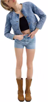 Lookbook (Women) COACH SS24 Diamond Quilted Denim Jacket for Women - Blue CS014-BLU