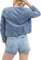 Shop (Women) COACH SS24 Diamond Quilted Denim Jacket for Women - Blue CS014-BLU