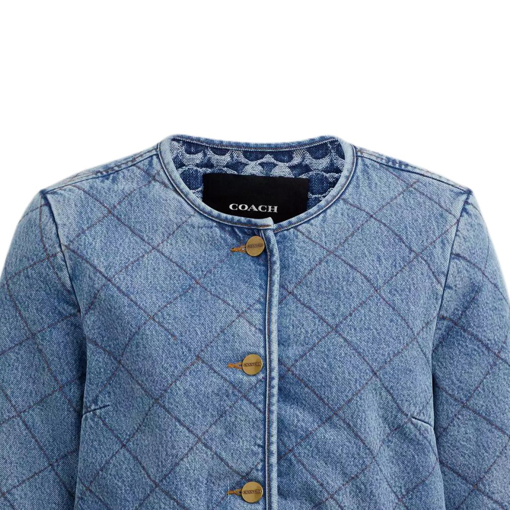 Purchase (W) コーチ SS24 レディース ダイヤモンドキルト デニムジャケット - ブルー CS014-BLU
