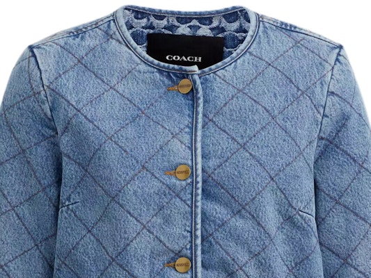 (W) コーチ SS24 レディース ダイヤモンドキルト デニムジャケット - ブルー CS014-BLU Purchase (W) コーチ SS24 レディース ダイヤモンドキルト デニムジャケット - ブルー CS014-BLU