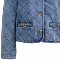 Sizing (Women) COACH SS24 Diamond Quilted Denim Jacket for Women - Blue CS014-BLU