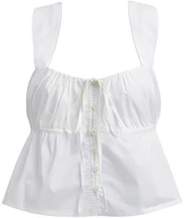 (Women) Coach SS24 White Sleeveless Straight Button Up Tank Top. CS643-WHT (Women) Coach SS24 White Sleeveless Straight Button Up Tank Top. CS643-WHT