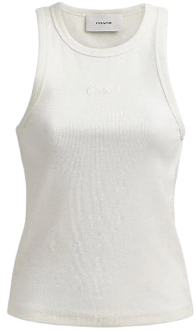 women-coach-ss-24-white-tank-top-with-logo-embroidery-cs-609-wht