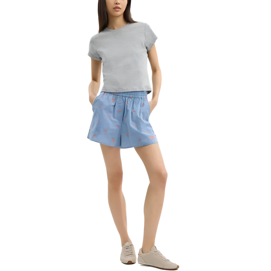 Lookbook (Women) COACH SS25  Blue Floral Embroidered Casual Shorts. CAU41-BLU