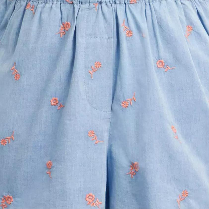 Details for (Women) COACH SS25  Blue Floral Embroidered Casual Shorts. CAU41-BLU