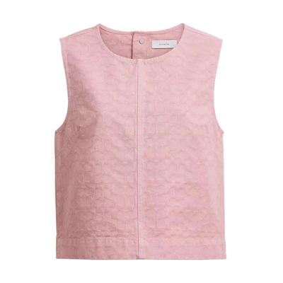 (Women) COACH SS25 Denim Vest with Back Button Closure. CAU39-PIN