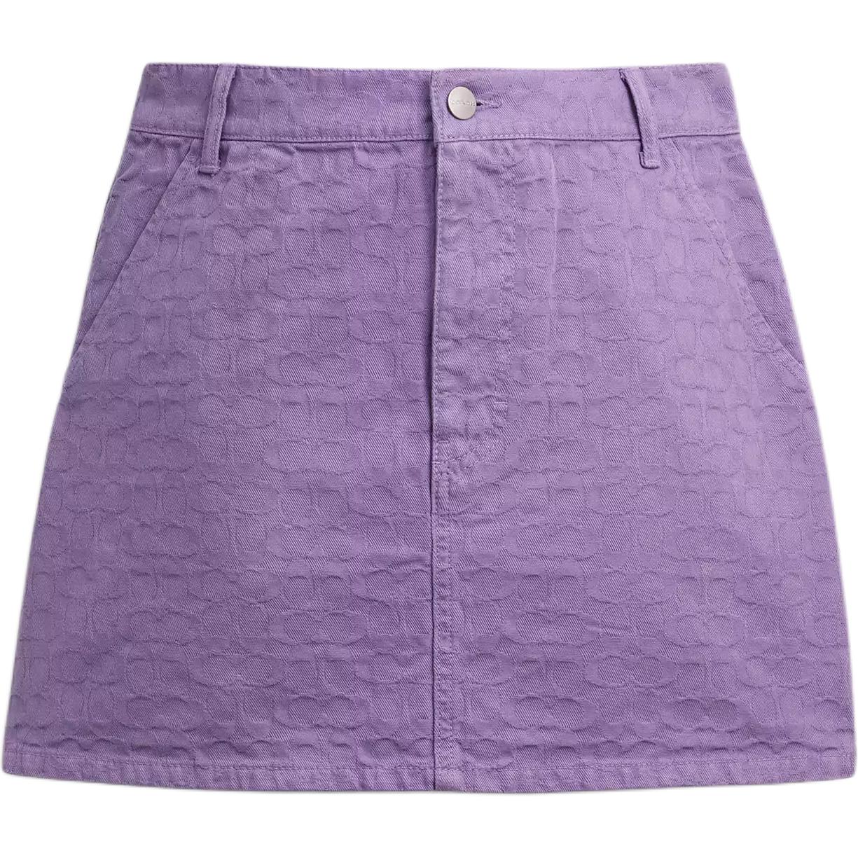 (Women) COACH SS25  Faded Denim A-Line Skirt CAT85-PUR