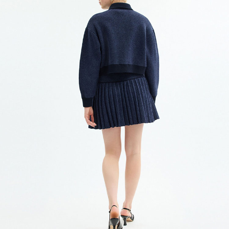 Shop (Women) COACH SS25  Knit Pleated A-Line Casual Skirt Blue. CZ737-BLU