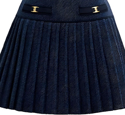 (Women) COACH SS25 Knit Pleated A-Line Casual Skirt Blue. CZ737-BLU Details for (Women) COACH SS25 Knit Pleated A-Line Casual Skirt Blue. CZ737-BLU