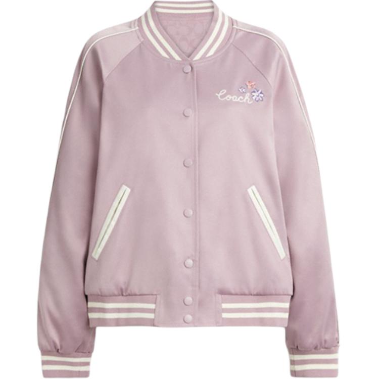 (Women) COACH SS25  Reversible Floral Long-Sleeve Jacket in Light Purple. CAH79-MAU