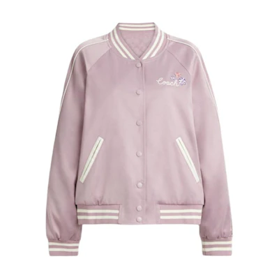 (Women) COACH SS25 Reversible Floral Long-Sleeve Jacket in Light Purple. CAH79-MAU