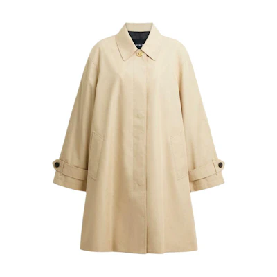 (Women) COACH SS25 Single-Breasted Long Coat Solid Khaki Color CY760-LKH