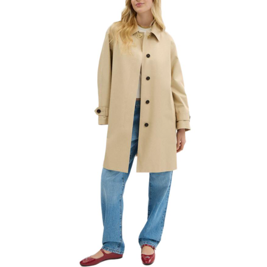 Lookbook (Women) COACH SS25  Single-Breasted Long Coat Solid Khaki Color CY760-LKH