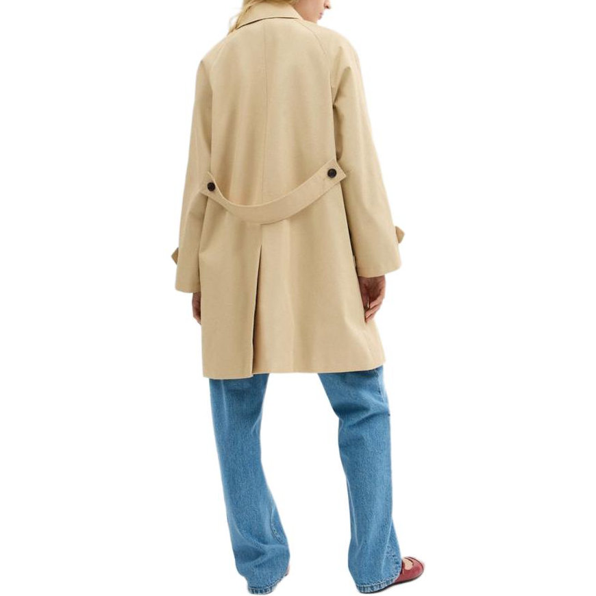 Shop (Women) COACH SS25  Single-Breasted Long Coat Solid Khaki Color CY760-LKH