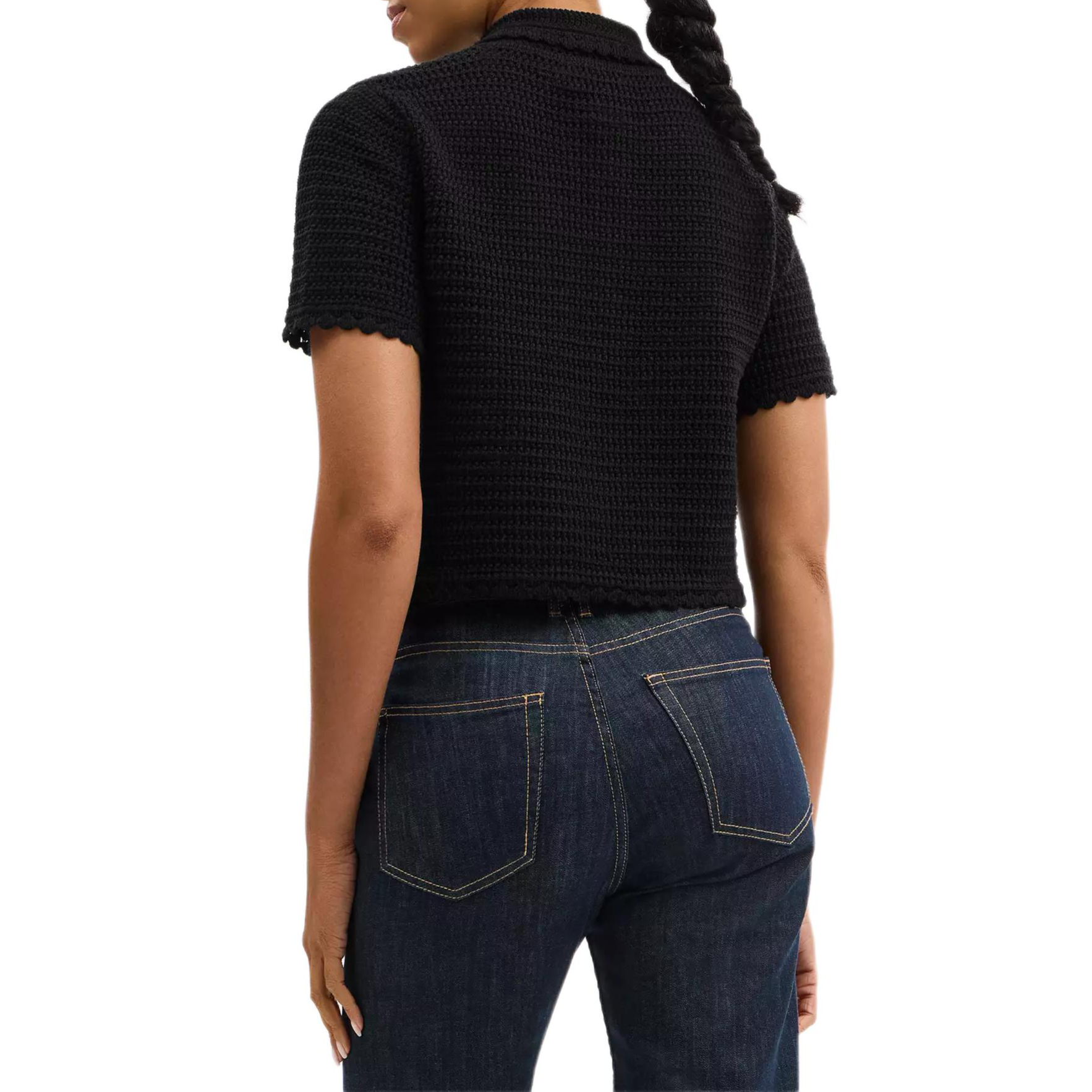 Shop (Women) COACH SS25  Solid Scalloped Letter Polo Shirt CAU12-BLK