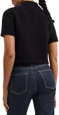 (Women) COACH SS25 Solid Scalloped Letter Polo Shirt CAU12-BLK Shop (Women) COACH SS25 Solid Scalloped Letter Polo Shirt CAU12-BLK