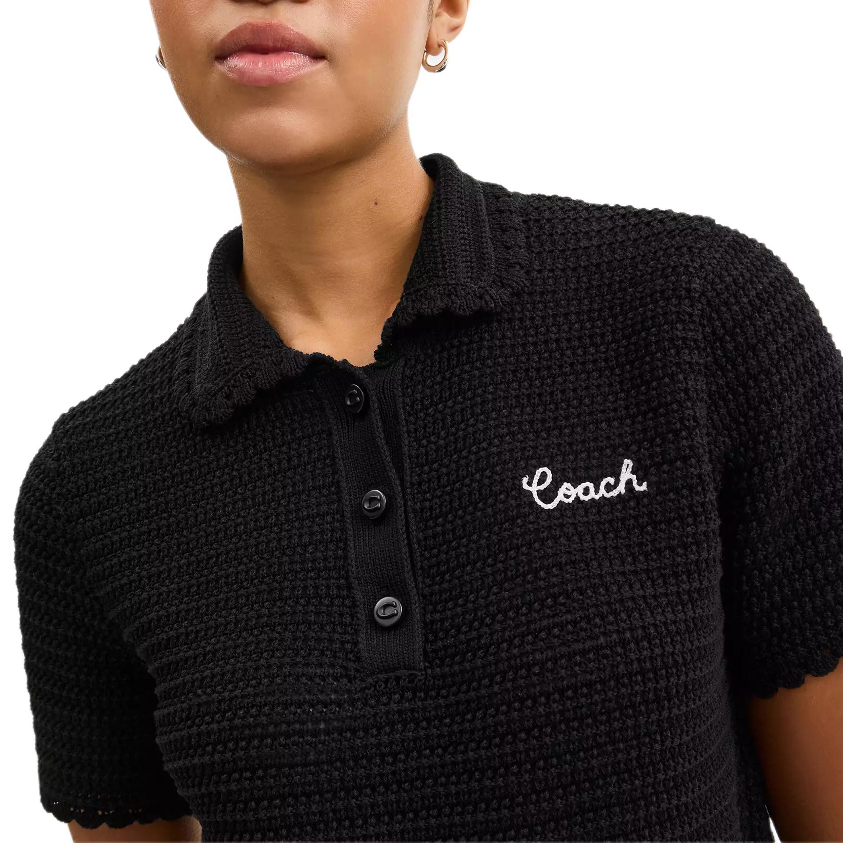 Purchase (Women) COACH SS25  Solid Scalloped Letter Polo Shirt CAU12-BLK