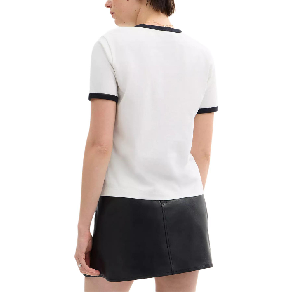 Shop (Women) COACH SS25  White Crewneck T-Shirt with Contrast Trim. CAH76-WHT