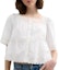 Lookbook (Women) COACH SS25 White Crochet Trim Button-Up Shirt. CAT98-WHT