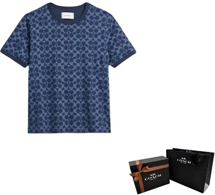 (Women) COACH SS25 Classic Trim Logo T-Shirt Regular Fit - Blue. CZ729-OYG Cheap (Women) COACH SS25 Classic Trim Logo T-Shirt Regular Fit - Blue. CZ729-OYG