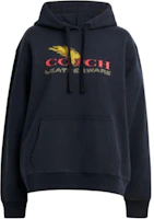 (Women) Coach SS25 Navy Blue Cotton Hoodie with Patchwork Design CZ070-RF2 (Women) Coach SS25 Navy Blue Cotton Hoodie with Patchwork Design CZ070-RF2