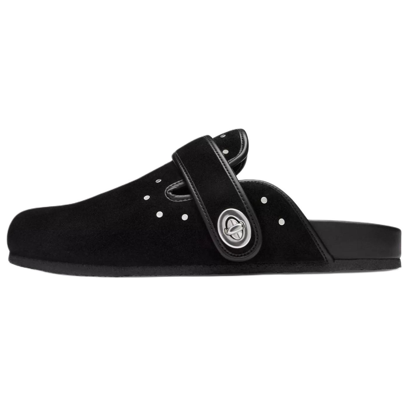 (Women) COACH Suede Black Slip-On Clog Sandals CU236-BLK