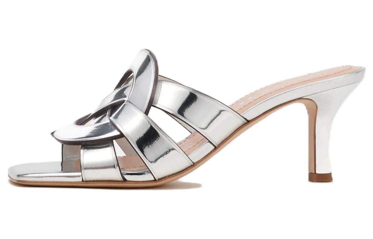 (W) Coach Tillie Leather Open-Toe Slide 'Silver'