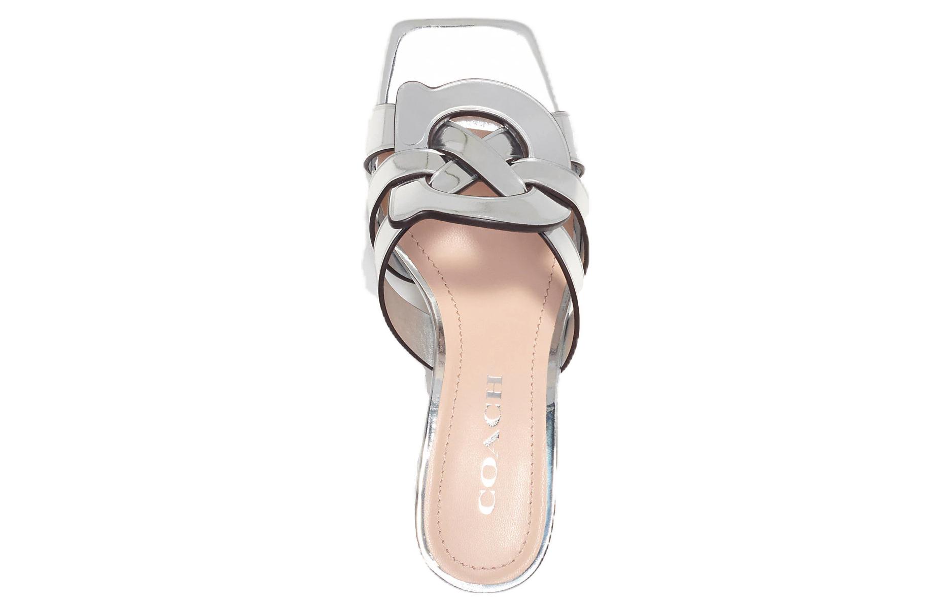 (W) Coach Tillie Leather Open-Toe Slide 'Silver' 圖 3