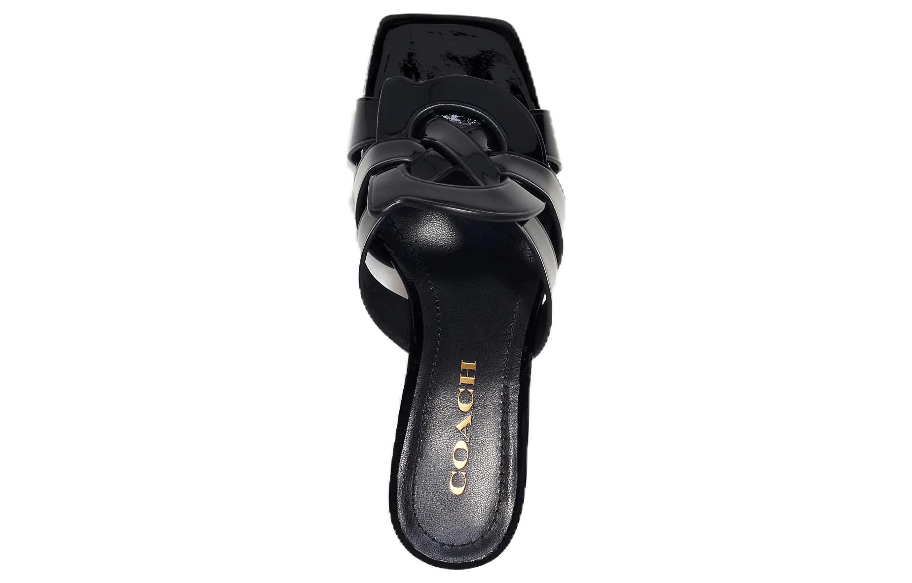 (W) Coach Tillie Patent Leather Square Toe Slide 'Black' 圖 3
