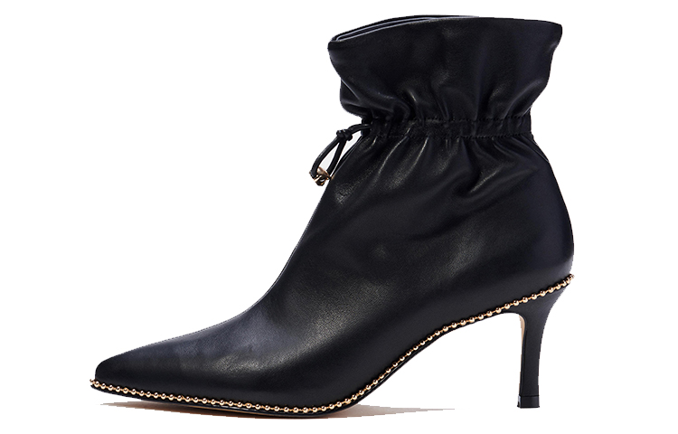 Buy (W) 蔻驰 Wynie 光滑黑色皮革短靴 C6762_BLK