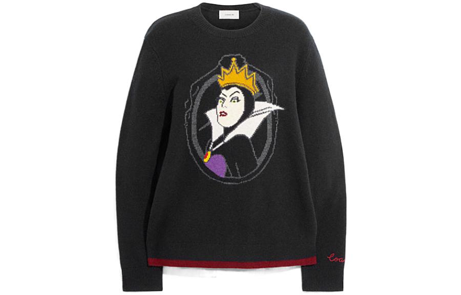 (Women) COACH x Disney FW22 Evil Queen Embroidered Black Sweater Women CB642-BLK